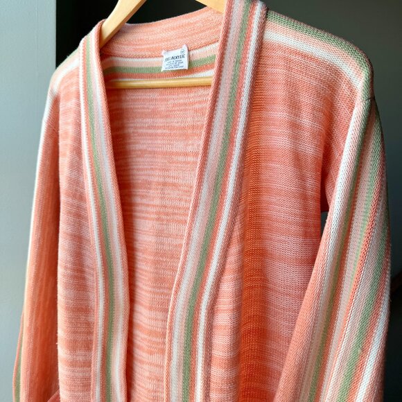 Sweaters - Space Dye Cardigan Peachy Orange Vintage Knit Sweater